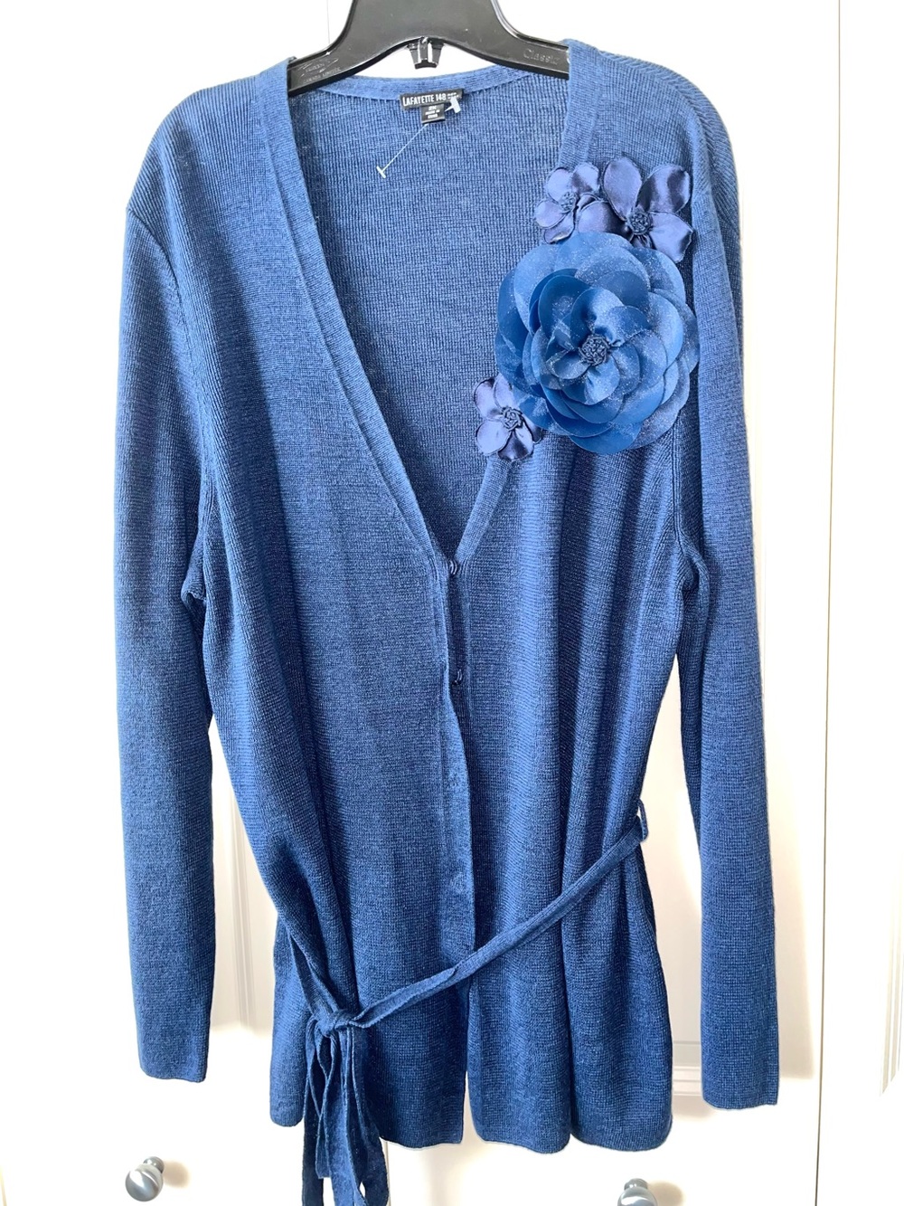 Lafayette 148 size 2X corn flower blue linen cardigan